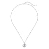 Silver Necklace Light Luxury Geometric Letter Pendant Ball Chain Electroplated