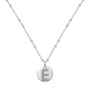 Silver Necklace Light Luxury Geometric Letter Pendant Ball Chain Electroplated