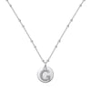 Silver Necklace Light Luxury Geometric Letter Pendant Ball Chain Electroplated
