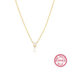 Silver 925 Necklace Simple Clavicle Chain With Shell Beads And French Pendant Electroplating For Women