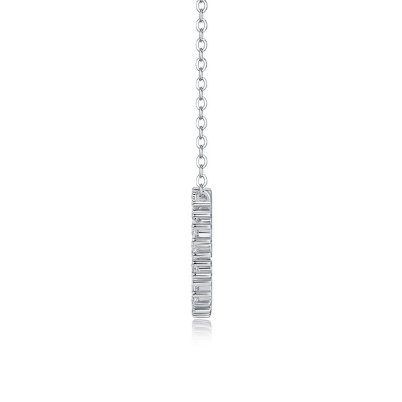 Silver Necklace With Moissanite Pendant Geometric Fashion Women's Cross Chain Accessory