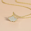 Silver Necklace Women's Mori Style Ginkgo Leaves Cross Chain With Geometric Pattern