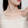 Silver Necklace Women's Mori Style Ginkgo Leaves Cross Chain With Geometric Pattern