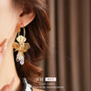 Silver Needle Artificial Crystal Flower Geometric Earrings Electroplated With Real Gold For Women