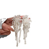 Silver Needle Artificial Crystal Flower Tassel Handmade Women's Earrings