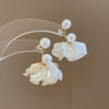 Silver Needle Artificial Crystal Flower Tassel Handmade Women's Earrings