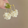 Silver Needle Artificial Crystal Flower Tassel Handmade Women's Earrings