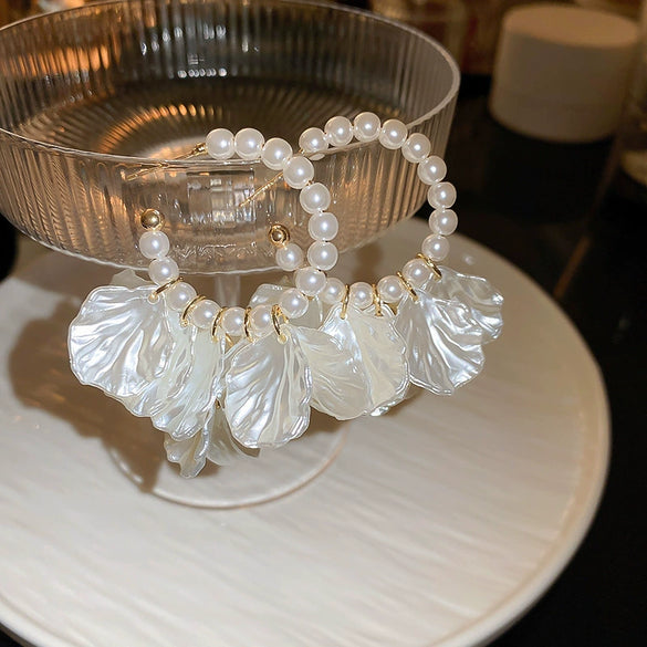 Silver Needle Artificial Crystal Flower Tassel Handmade Women's Earrings