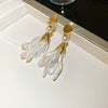 Silver Needle Artificial Crystal Flower Tassel Handmade Women's Earrings