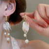 Silver Needle Artificial Crystal Flower Tassel Handmade Women's Earrings