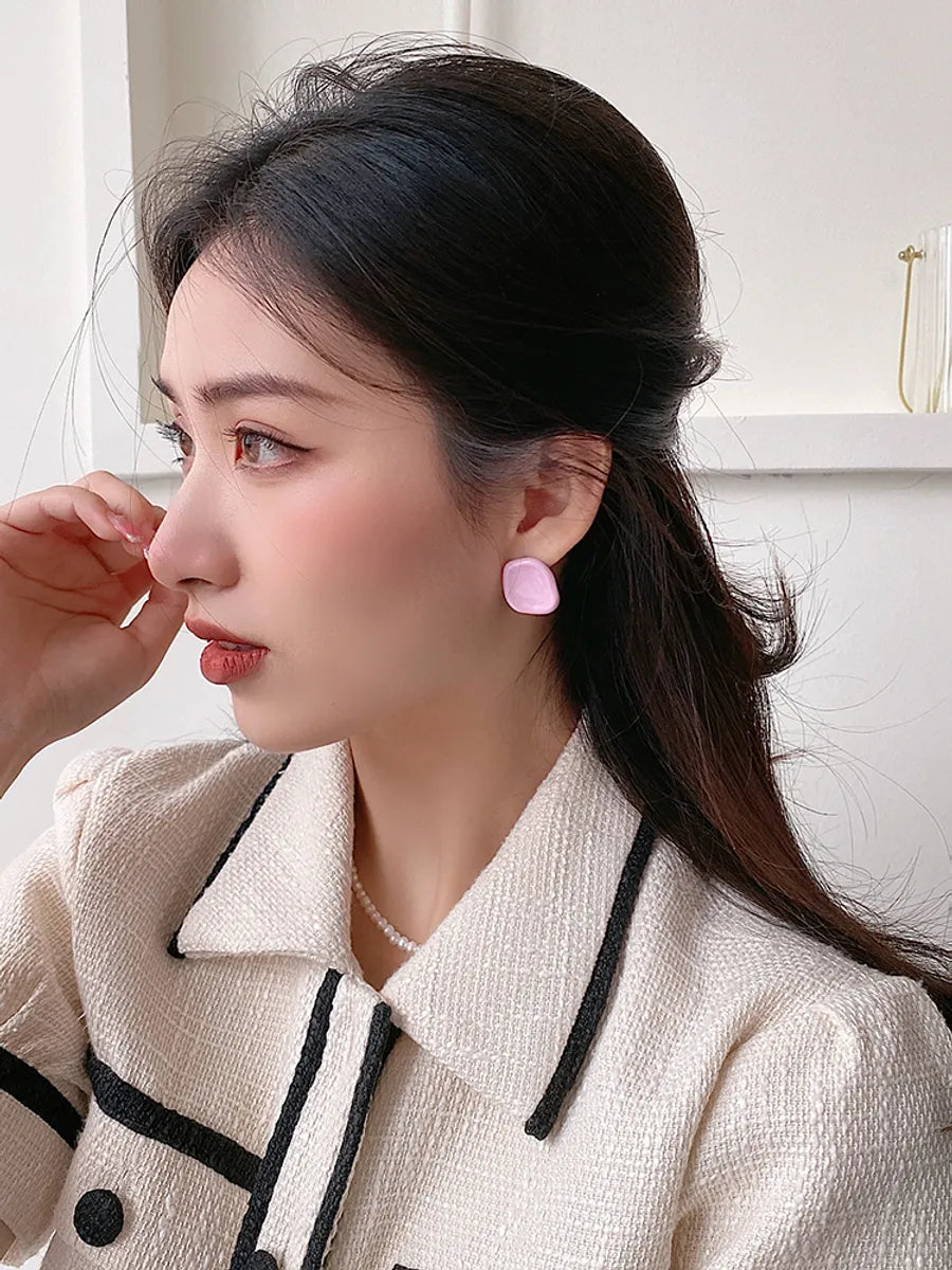 Silver Needle Asymmetric Geometric Oil Drop Earrings Korea Simple Small Irregular Stud Earrings Daily Versatile Commuter Earrings