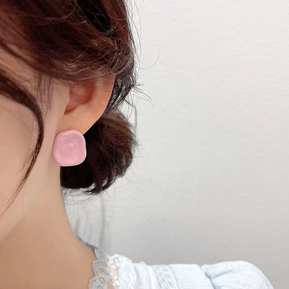 Silver Needle Asymmetric Geometric Oil Drop Earrings Korea Simple Small Irregular Stud Earrings Daily Versatile Commuter Earrings