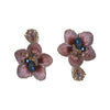 Silver Needle Asymmetric Water Drop Glass Glazed Bead Flower Earrings For Women Set With Diamonds Highend