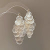 Silver Needle Earrings With Diamond Inlaid Imitation Pearl Petals And Tassel Geometric Shape High End And Versatile Design