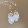 Silver Needle Earrings With Diamond Inlaid Imitation Pearl Petals And Tassel Geometric Shape High End And Versatile Design