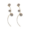 Silver Needle French Pearl Tassel Metal Earrings With Geometric Pattern And Pearl Inlaid For Women
