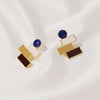 Silver Needle Fruit And Geometric Style Stud Earrings