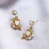 Silver Needle Fruit And Geometric Style Stud Earrings