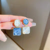 Silver Needle Glass Crystal Flower Earrings In Fresh Style With Electroplating For Women