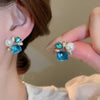 Silver Needle Glass Crystal Flower Earrings In Fresh Style With Electroplating For Women