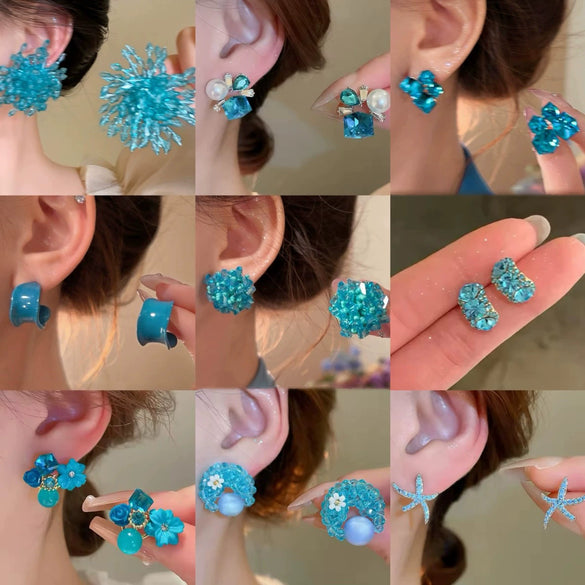 Silver Needle Glass Crystal Flower Earrings In Fresh Style With Electroplating For Women