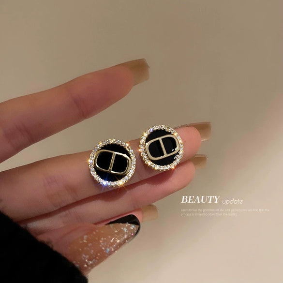 Silver Needle Imitation Pearl Double Loop Heart Shape Inlaid Love Earrings For Women Light Luxury Niche All Match Elegant High End Earrings