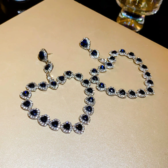 Silver Needle Imitation Pearl Double Loop Heart Shape Inlaid Love Earrings For Women Light Luxury Niche All Match Elegant High End Earrings