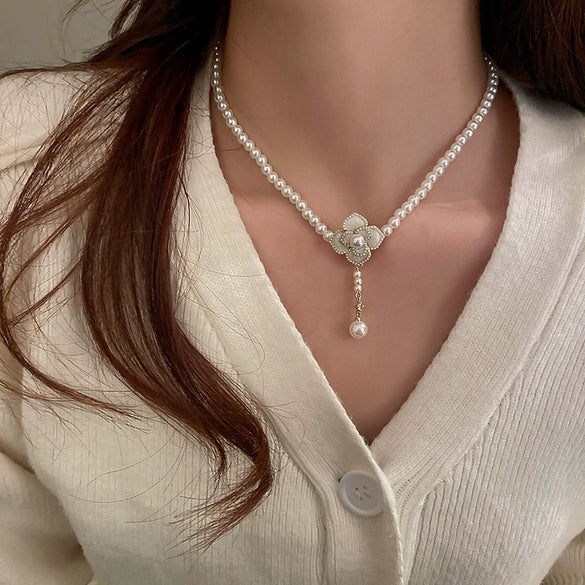 Silver Needle Imitation Pearl Double Loop Heart Shape Inlaid Love Earrings For Women Light Luxury Niche All Match Elegant High End Earrings