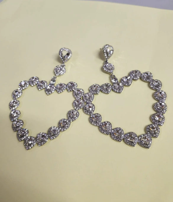 Silver Needle Imitation Pearl Double Loop Heart Shape Inlaid Love Earrings For Women Light Luxury Niche All Match Elegant High End Earrings
