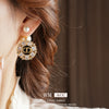 Silver Needle Imitation Pearl Earrings With Letter Shape Gold Electroplated And Zirconia Design For Women