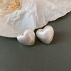 Silver Needle Metal Heart Plain Hoop Earrings Elegant Cold Style Electroplated For Women