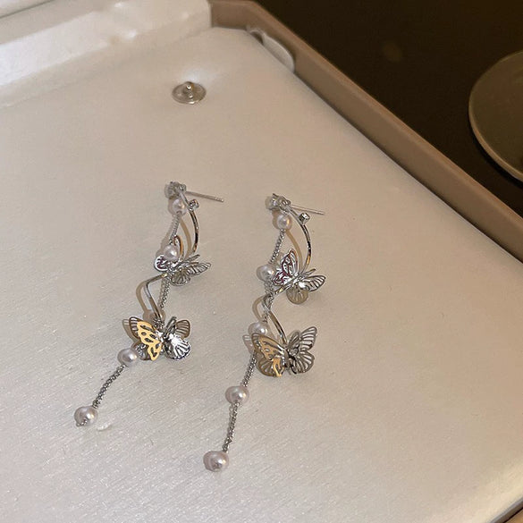 Silver Needle Metal Heart Plain Hoop Earrings Elegant Cold Style Electroplated For Women