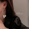 Silver Needle Metal Heart Plain Hoop Earrings Elegant Cold Style Electroplated For Women