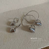Silver Needle Metal Heart Plain Hoop Earrings Elegant Cold Style Electroplated For Women