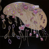 Silver Needle Purple Diamond Flower Women's Exaggerated Long Tassel Earrings Alloy Geometric Inlaid Crystal