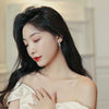 Silver Needle Real Gold Electroplated C Shaped Imitation Cat's Eye Diamond Earrings For Women