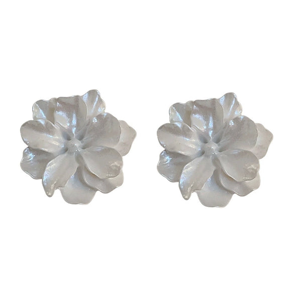 Silver Needle Real Gold Electroplated Geometric Heart Earrings With Mermaid Pearl And Flower Design For Women