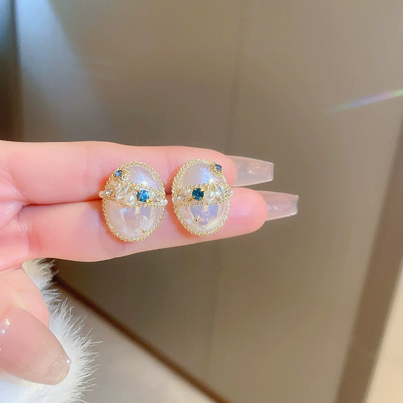 Silver Needle Zircon Pearl Earrings With Real Gold Plating Love Flower Tassel Heart Geometric Shape Fashion Style