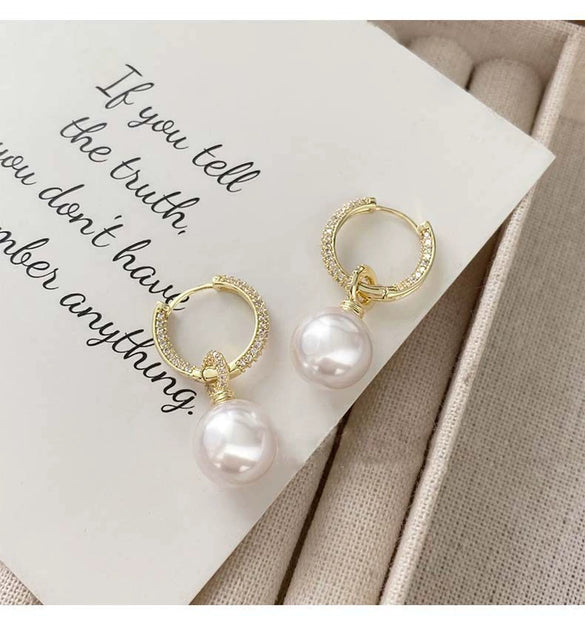 Silver Needle Zircon Pearl Earrings With Real Gold Plating Love Flower Tassel Heart Geometric Shape Fashion Style