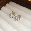 Silver Needle Zircon Pearl Earrings With Real Gold Plating Love Flower Tassel Heart Geometric Shape Fashion Style