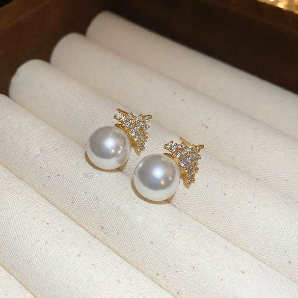 Silver Needle Zircon Pearl Earrings With Real Gold Plating Love Flower Tassel Heart Geometric Shape Fashion Style