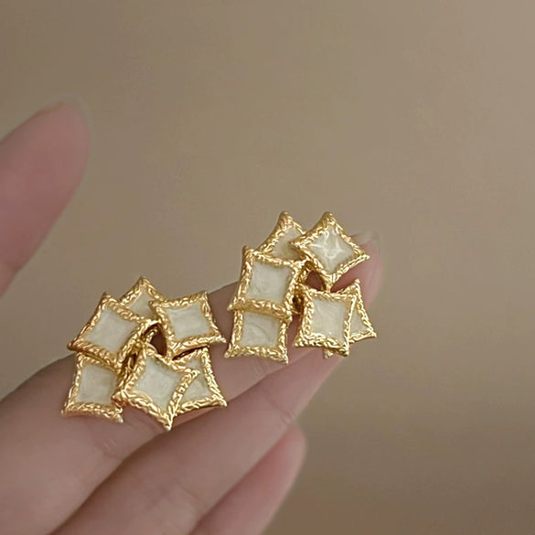 Silver Needle Zircon Pearl Earrings With Real Gold Plating Love Flower Tassel Heart Geometric Shape Fashion Style