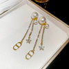 Silver Needle Zircon Pearl Earrings With Real Gold Plating Love Flower Tassel Heart Geometric Shape Fashion Style