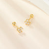 Silver 925 Niche Earrings With Flower Zircon And Geometric Design