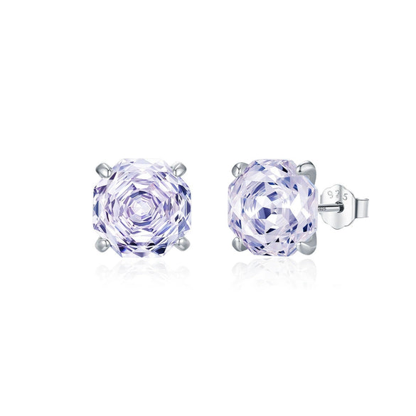 925 Silver Niche Romantic Rose Cut Flash Diamond Earrings With Flower Shape Set With Diamonds For Men And Women