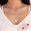 925 Silver O Chain Necklace For Women With Copper Baroque Sun Relief Round Geometric Pendant Electroplated Fashion Jewelry