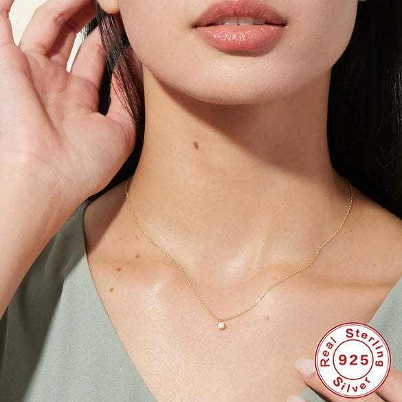 Silver 925 Opal Ball Chain Necklace With Geometric Design For Women