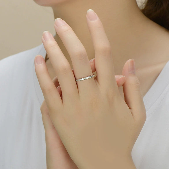 925 Silver Original Design Light Luxury Geometric Inlaid Zircon Stacked Ring For Women