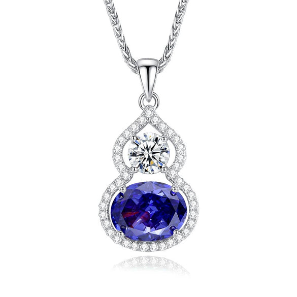 Silver Palaiba Emerald Gourd Necklace With Diamond And Zircon Light Luxury Style