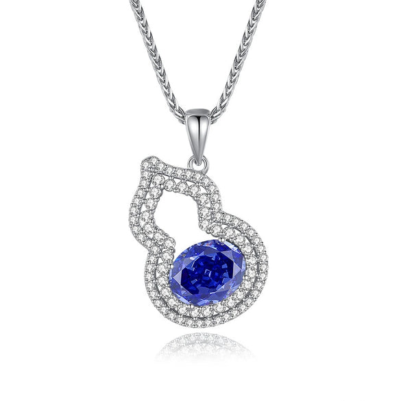 Silver Palaiba Emerald Gourd Necklace With Diamond And Zircon Light Luxury Style